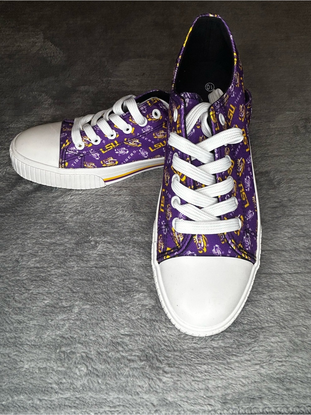 LSU TIGERS Purple & Gold FOCO NCAA Low Top Sneakers Shoes Women's Size 10